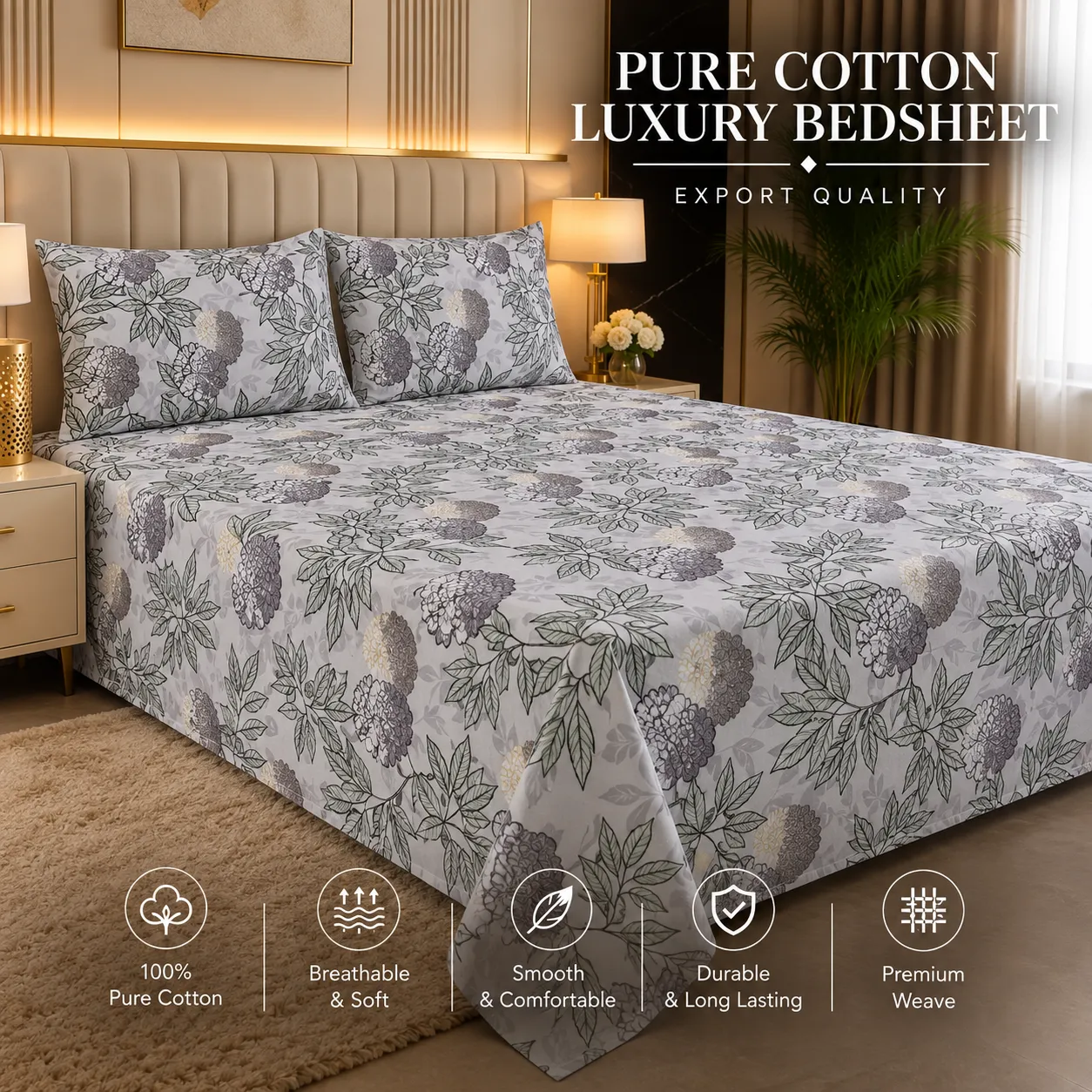 Moonlight Floral Bedsheet 2