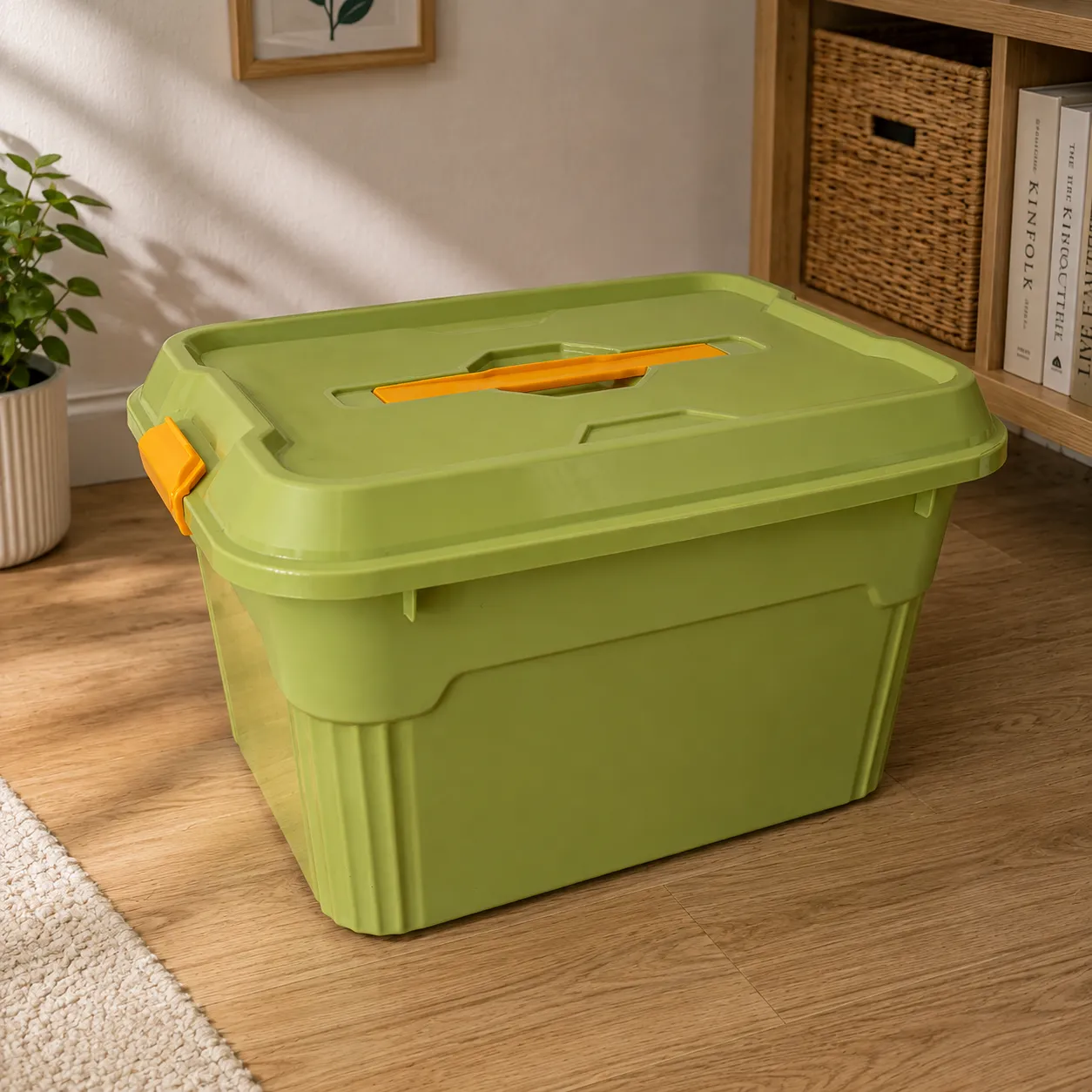 Heavy-Duty Plastic Storage Box with Lid & Side Locks 2