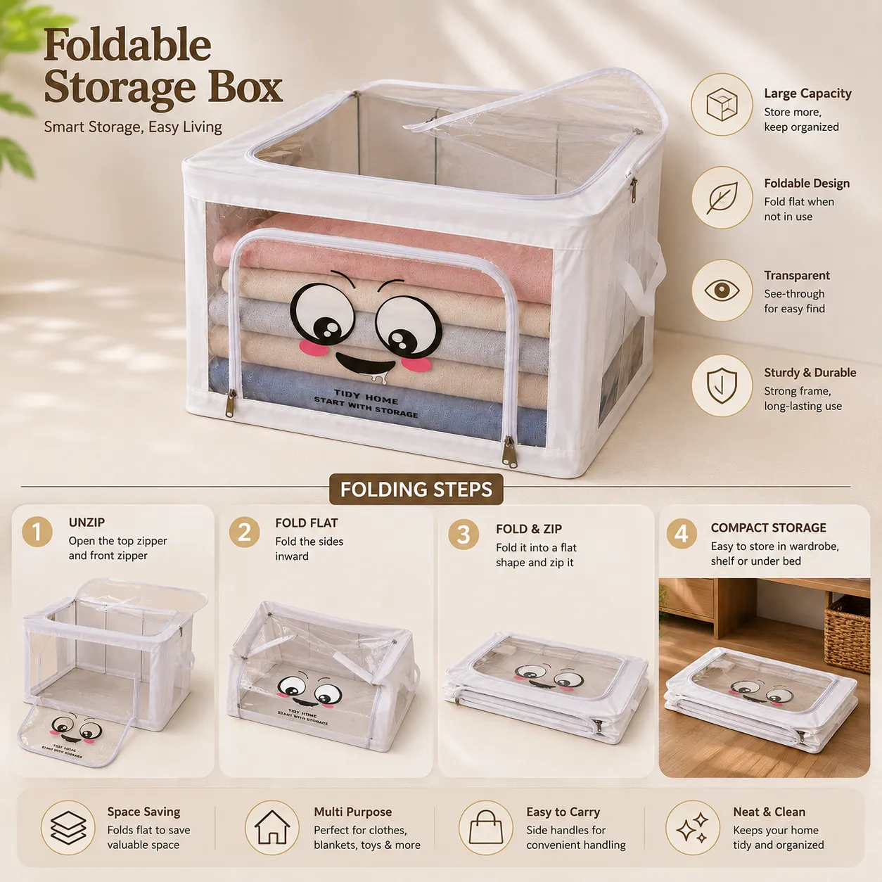 Cloth Storage BOX(with front zip) 5
