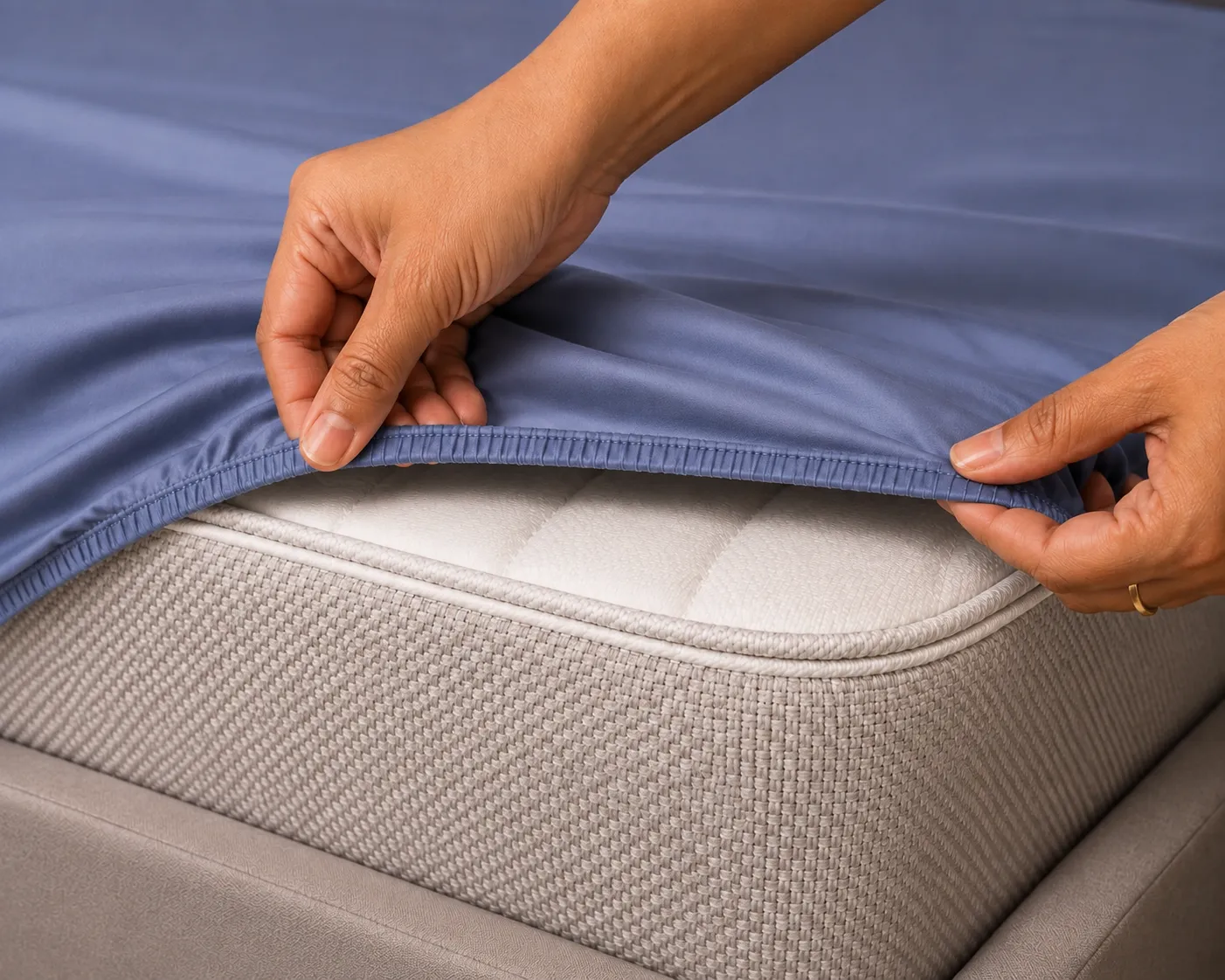 Pigeon Blue 350TC cotton Elastic Fitted Bedsheet 2