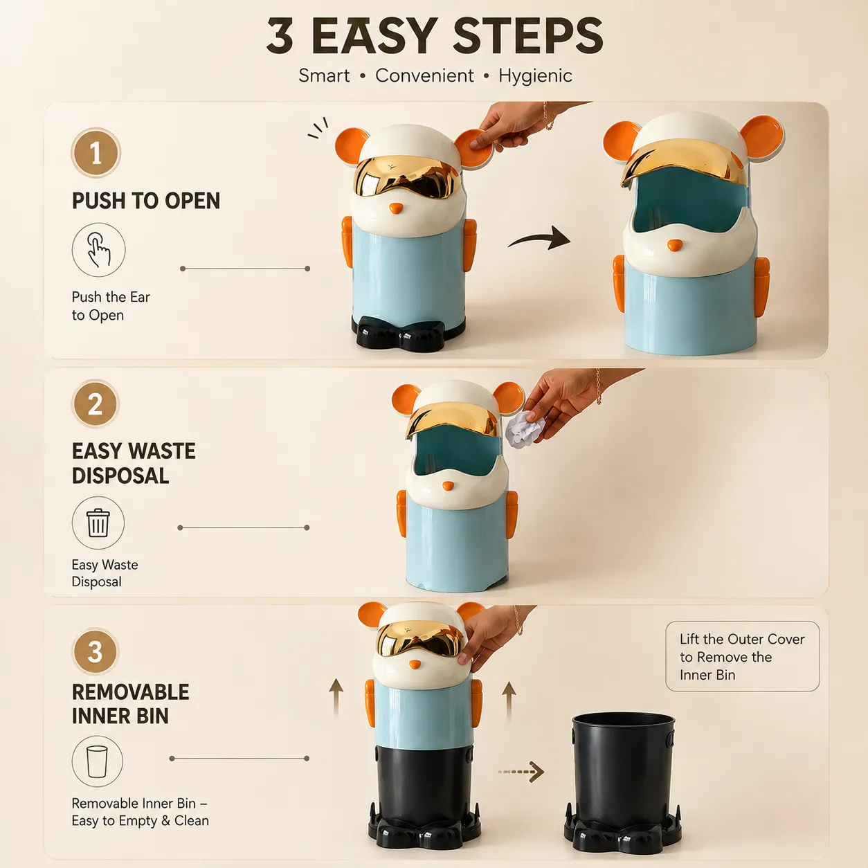 Cool Bear Trash Bin 7