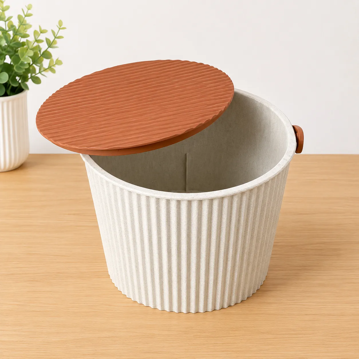 Stylish Storage Bucket with Lid and Handle 2